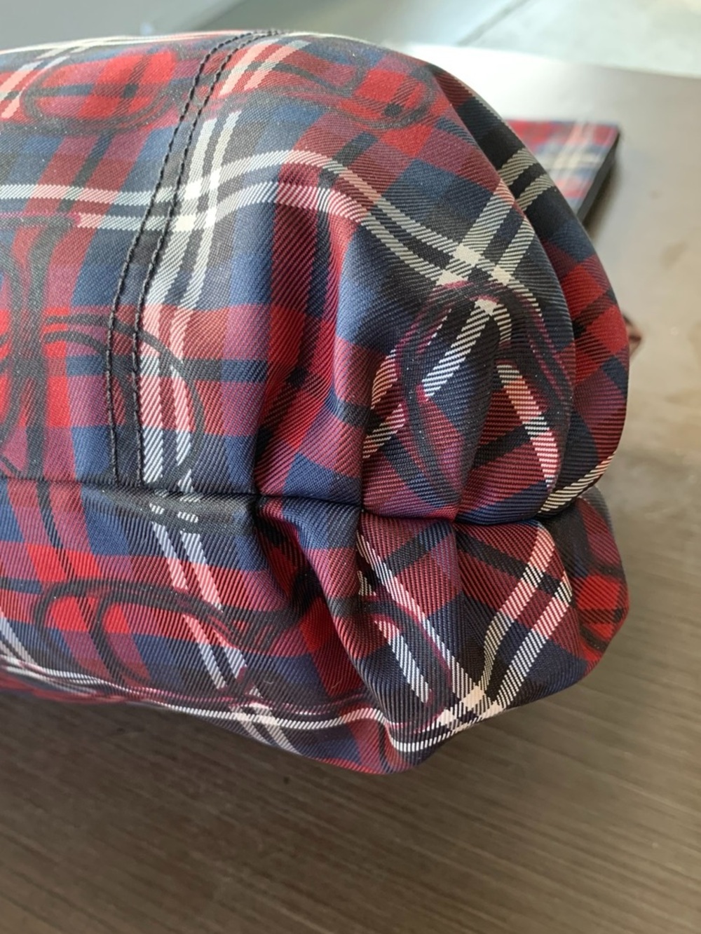 Coach Poppy Tartan Plaid Glam Tote + Cardholder (Red/Blue) 18713 - Picture 11 of 16